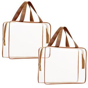 2pcs Crystal Clear Pvc Travel Toiletry Bag Kit For Women Men, Waterproof Vinyl🐦